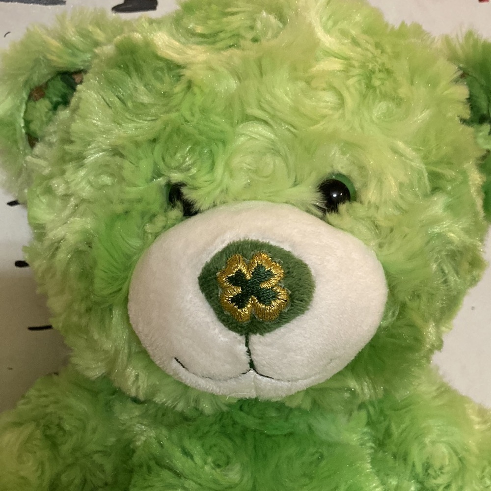Build a Bear 12” Lt Green St Patricks Bear Plush Rare Irish Four Leaf Clover